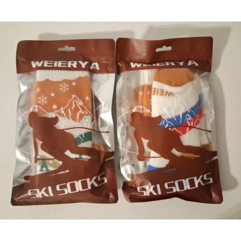 Lot of 2: Weierya Wool Blend Ski Socks Kids / Women's Small Burnt Orange Winter